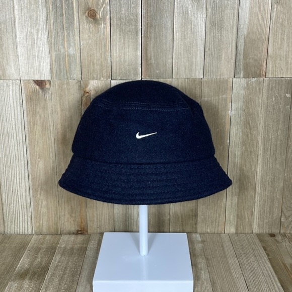 Vintage Nike Bucket Hat Wool Navy Center Swoosh - Picture 1 of 5